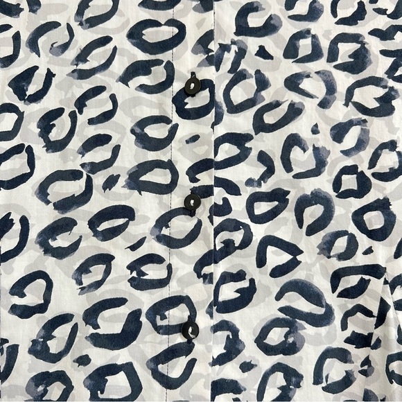 Nic + Zoe Kisses White Navy Leopard Print Cotton Tunic/Jacket Size Medium - Picture 4 of 10